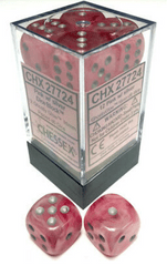 Ghostly Glow Pink and Silver 12ct 16mm D6 Dice Block - CHX27724